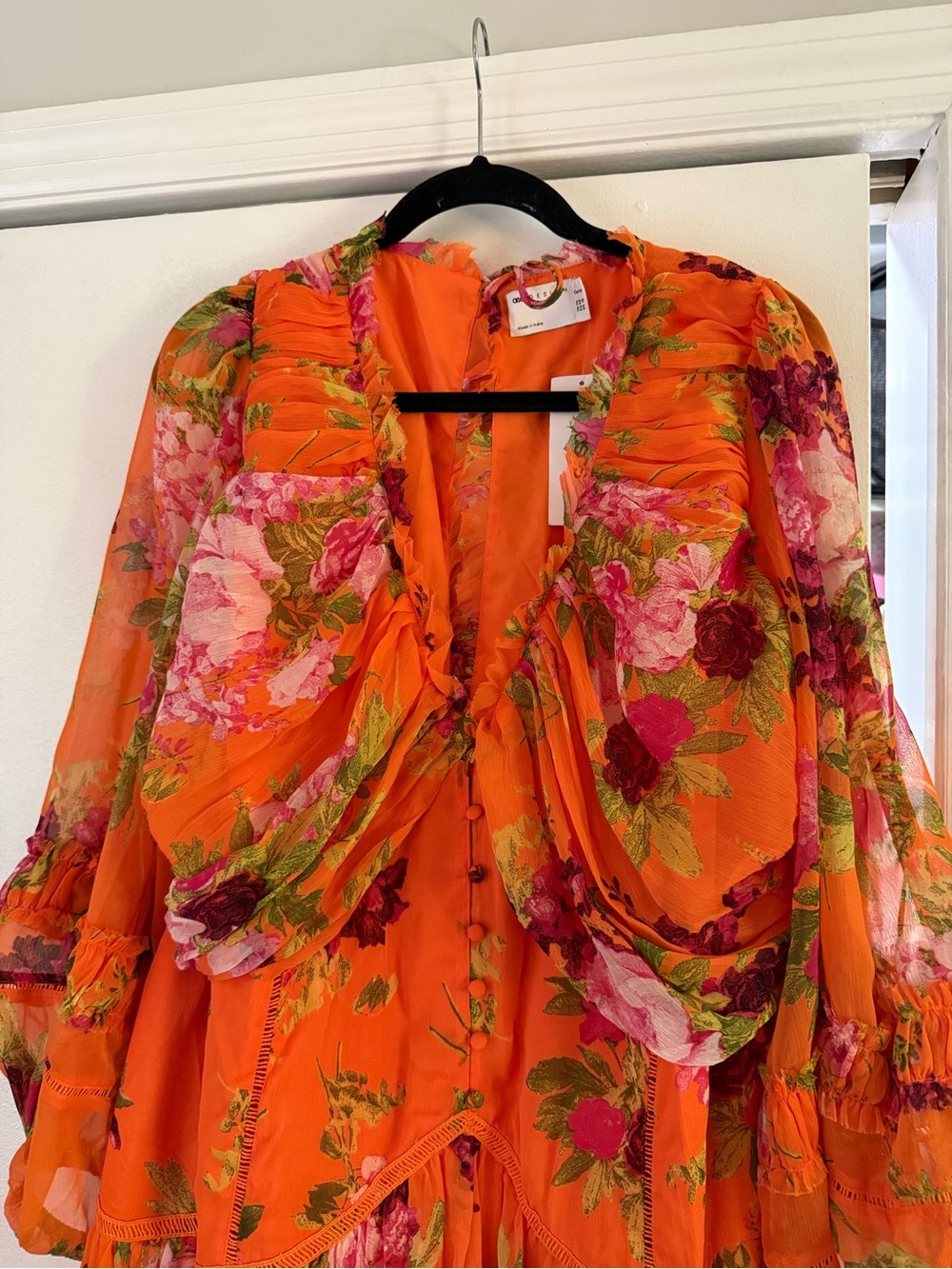 ASOS Orange Floral Print Occasion Maxi Dress - Picture 4 of 12
